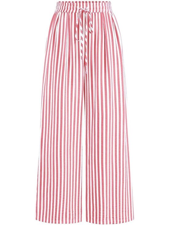 Pants - Lightweight Striped Palazzo Pants for Women | Elastic Waist, Comfy & Stylish